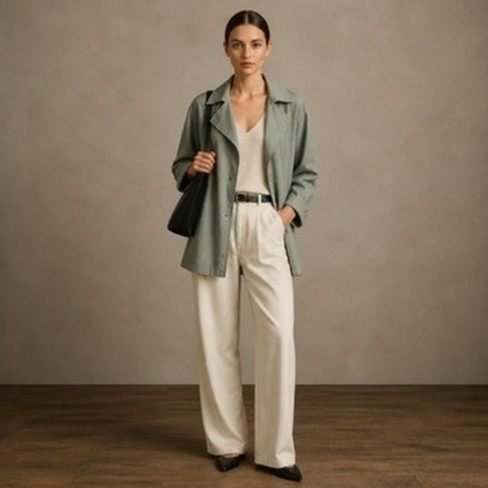 Rails Nadia Trench Coat Women XS Sage Green Linen Blend Snap Front Duster